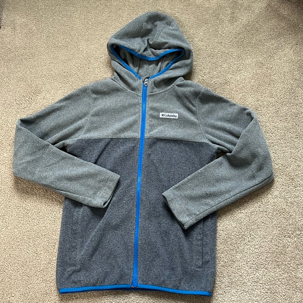 Columbia Boys Size L 14/16 Full Zip Up Sweater Jacket with Hood NEVER USED